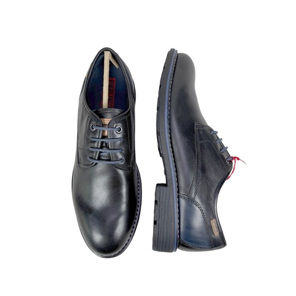 PIKOLINOS Other - Pikolinos York Derby Shoes Mens 8 EU 41 Black Leather Blue Accents Oxford